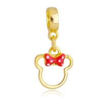 Berloque Minnie Para Pandora Banhado a Ouro 18k