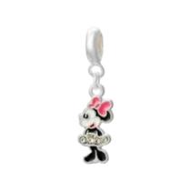 Berloque Minnie Strass Banhado a Prata 925 Pingente Charm