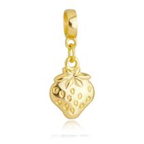Berloque Morango Fruta Banhado a Ouro 18k