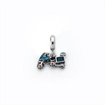 Berloque moto esmaltada azul em Prata 925 Berloque moto esmaltada azul em Prata 925