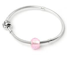 Berloque Mundo Briller Estilo Murano Rosa Prata