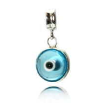 Berloque Murano Olho Grego Azul Claro Prata Legitima 925