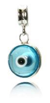 Berloque Murano Olho Grego Azul Claro Prata Legitima 925