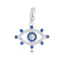 Berloque Olho Grego azul prata 925 original legitima com pedras cravada para pulseira pandor vivar