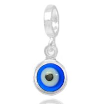 Berloque Olho Grego Azul Prata Compatível Pulseiras Charm