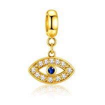 Berloque Olho Grego Cravejado Com Zircônia Banhado a Ouro 18k