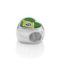Berloque Passante Coração Bandeira do Brasil Rommanel 840240
