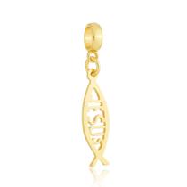 Berloque Peixe Jesus Banhado a Ouro 18k Berloque Peixe Jesus Banhado a Ouro 18k