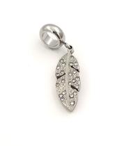 Berloque Pena Zircônia Cristal Aço Inox Berloque Pena Zircônia Cristal Aço Inox