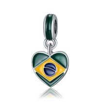 Berloque PINGENTE BRASIL em Prata S925 para pulseiras modelo Pandora ou Vivara