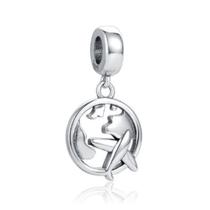 Berloque Pingente Charm Viagem Avião Aeronave Globo em Prata 925 de lei Berloque Pingente Charm Viagem Avião Aeronave Globo em Prata 925 de lei