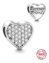 Berloque Pingente Coração Amizade Forever Friends Prata 925 Berloque Pingente Coração Amizade Forever Friends Prata 925