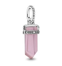 Berloque Pingente Cristal Rosa em Prata 925