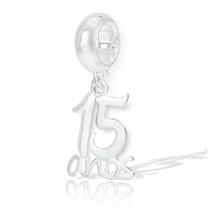 Berloque Pingente Debutante Aniversário 15 Anos Prata Lei