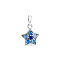 Berloque Pingente Estrela Azul Cravejada Prata 925