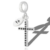 Berloque Pingente Prata Original Cruz Crucifixo Fé Zirconia Berloque Pingente Prata Original Cruz Crucifixo Fé Zirconia