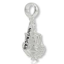 Berloque Pingente Profissão Nutrição Faculdade Prata Pura