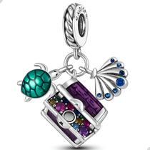 Berloque Pingente Tesouros do Mar Tartaruga Ostra Baú Prata 925 Berloque Pingente Tesouros do Mar Tartaruga Ostra Baú Prata 925