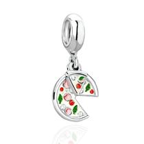 Berloque Pizza Marguerita Banhado a Prata 925 Pingente Charm