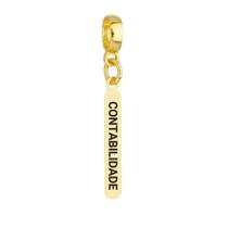 Berloque Plaquinha Contabilidade Banhado a Ouro 18k