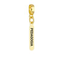 Berloque Plaquinha Pedagogia Banhado a Ouro 18k