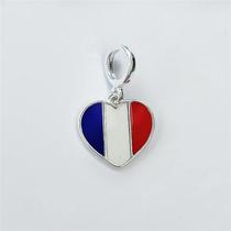 Berloque prata 925 coração bandeira frança Berloque prata 925 coração bandeira frança