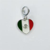 Berloque prata 925 coração bandeira mexico Berloque prata 925 coração bandeira mexico