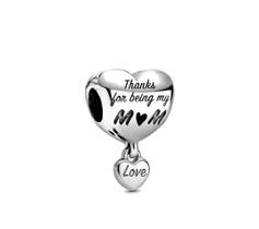 Berloque Prata Coração Thanks You Being My Mom Love Berloque Prata Coração Thanks You Being My Mom Love