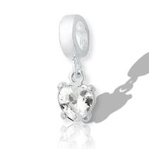 Berloque Prata Lei Ponto Luz Coração Pedra Zirconia Pingente Berloque Prata Lei Ponto Luz Coração Pedra Zirconia Pingente
