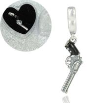 Berloque Prata Maciça 925 P/ Pulseira Berloque Arma Revolver Berloque Prata Maciça 925 P/ Pulseira Berloque Arma Revolver