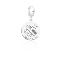 Berloque profissão cabeleireira prata 925 legítima