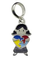 Berloque Pulseira Menina Com Coração Autismo Prata 925 Berloque Pulseira Menina Com Coração Autismo Prata 925