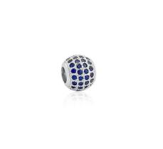 Berloque Redondo com Cravação Azul Banhado a Ródio - 1,1 cm