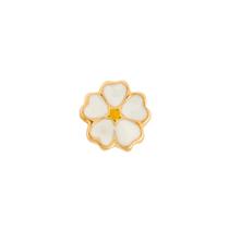 Berloque Resinado Flor Branca Banhado A Ouro
