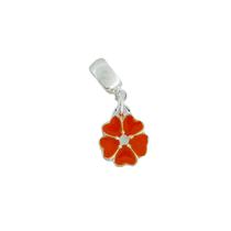 Berloque Resinado Flor Laranja Banhado a Prata