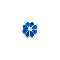 Berloque Resinado Margarida Azul Banhado A Prata Berloque Resinado Margarida Azul Banhado A Prata
