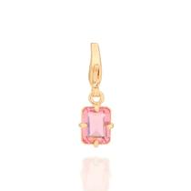 Berloque retangular folheado a ouro ROSA 542435 Rommanel