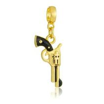 Berloque Revolver Arma Banhado a Ouro 18k