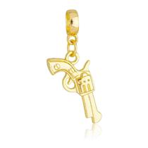 Berloque Revolver Arma Banhado a Ouro 18k