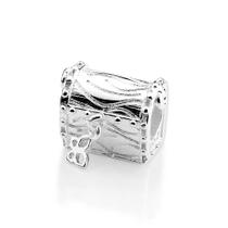 Berloque rommanel prata 925 feminino bau com borboleta 840191