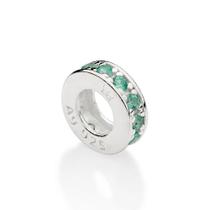 Berloque rommanel prata 925 separador stopper cravejado pedra zircônias verde 840143 Berloque rommanel prata 925 separador stopper cravejado pedra zircônias verde 840143