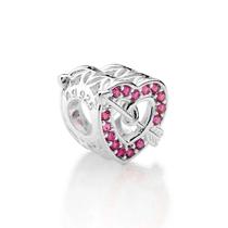 Berloque rommanel prata maciça 925 coração com flecha 840237