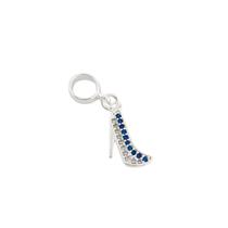 Berloque Sapatinho Cravejado Azul e Cristal Banhado a Prata Berloque Sapatinho Cravejado Azul e Cristal Banhado a Prata