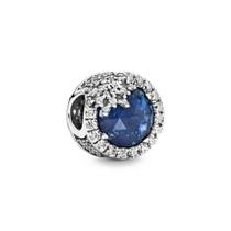 Berloque SEP REDONDO AZUL E PEDRAS em Prata S925 para pulseiras modelo Pandora ou Vivara