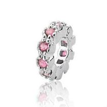 Berloque separador 2,5mm zircônia rosa claro prata 925 legítima