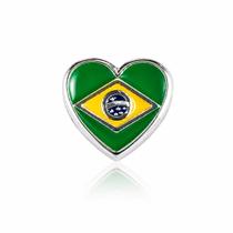 Berloque Separador Brasil Coração Banhado a Prata 925 Berloque Separador Brasil Coração Banhado a Prata 925