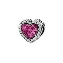 Berloque Separador Coração Pedra Vermelha Prata 925 Original