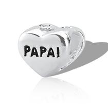 Berloque Separador Coraçao Prata Charms Papai Minimalista Berloque Separador Coraçao Prata Charms Papai Minimalista