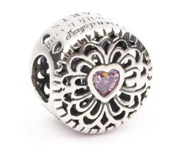 Berloque Separador Coração Rosa