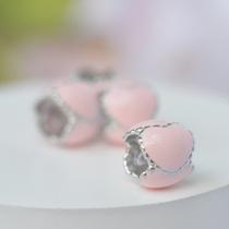 Berloque Separador Cute Corações Rosa - Prata